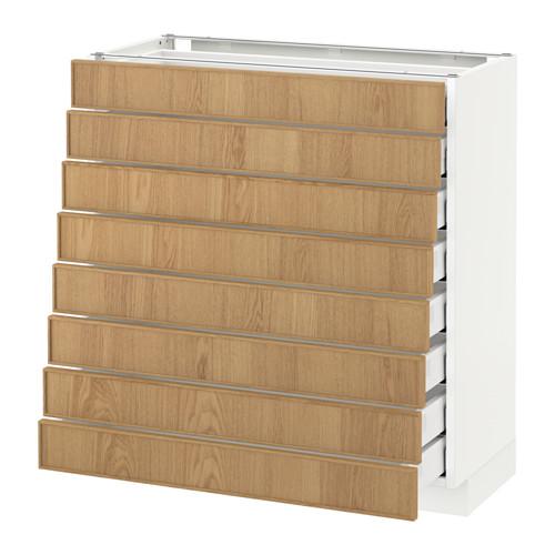 МЕТОД / МАКСИМЕРА Наполн шкаф 8 фронт/8 низк ящиков - белый, Экестад дуб, 80x37 см МЕТОД / МАКСИМЕРА Наполн шкаф 8 фронт/8 низк ящиков - белый, Экестад дуб, 80x37 см