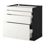 МЕТОД / ФОРВАРА Напольн шкаф 4 фронт панели/4 ящика - 80x60 см, Хэггеби белый, под дерево черный МЕТОД / ФОРВАРА Напольн шкаф 4 фронт панели/4 ящика - 80x60 см, Хэггеби белый, под дерево черный