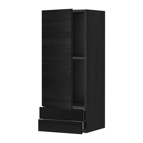 МЕТОД / МАКСИМЕРА Навесной шкаф с дверцей/2 ящика - под дерево черный, Тингсрид под дерево черный, 40x100 см