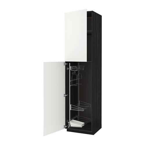 МЕТОД Выс шк с отд д/акс д/убрк - под дерево черный, Хэггеби белый, 60x60x240 см