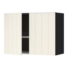 МЕТОД Навесной шкаф с посуд суш/2 дврц - под дерево черный, Хитарп белый с оттенком, 80x60 см