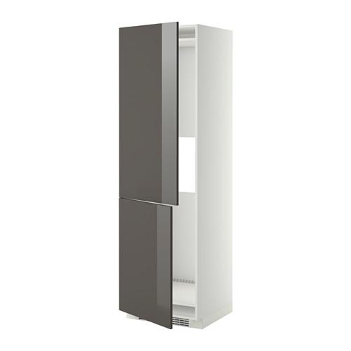 МЕТОД Выс шкаф д/холодильн или морозильн - 60x60x200 см, Рингульт глянцевый серый, белый