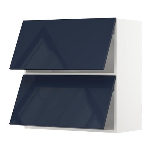 МЕТОД Навесной шкаф/2 дверцы, горизонтал - белый, Ерста глянцевый черно-синий, 80x80 см МЕТОД Навесной шкаф/2 дверцы, горизонтал - белый, Ерста глянцевый черно-синий, 80x80 см