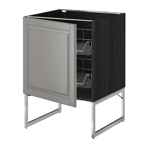 МЕТОД Напольный шкаф с проволочн ящиками - под дерево черный, Будбин серый, 60x60x60 см МЕТОД Напольный шкаф с проволочн ящиками - под дерево черный, Будбин серый, 60x60x60 см