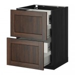 МЕТОД / ФОРВАРА Напольн шкаф 2 фронт пнл/4 средн ящ - под дерево черный, Эдсерум под дерево коричневый, 60x60 см
