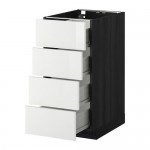 МЕТОД / ФОРВАРА Напольн шкаф 4 фронт панели/4 ящика - 40x60 см, Рингульт глянцевый белый, под дерево черный