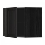 МЕТОД Угловой навесной шкаф с полками - 68x60 см, Лаксарби черно-коричневый, под дерево черный