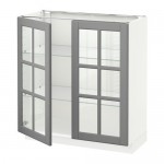 МЕТОД Напольный шкаф с 2 стекл дверцами - белый, 80x37x80 см