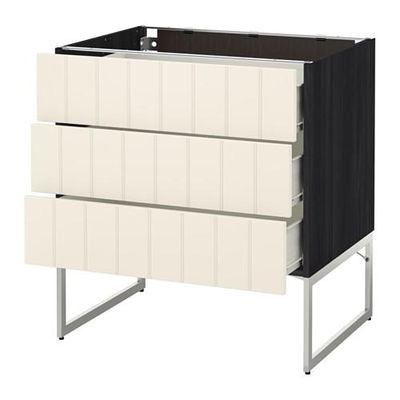 МЕТОД / ФОРВАРА Нплн шк 3 фрнт/3 средн ящика - 80x60x60 см, Хитарп белый с оттенком, под дерево черный МЕТОД / ФОРВАРА Нплн шк 3 фрнт/3 средн ящика - 80x60x60 см, Хитарп белый с оттенком, под дерево черный