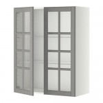 METOD навесной шкаф с полками/2 стекл дв белый/Будбин серый 80x38.9x100 cm