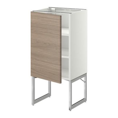 МЕТОД Напольный шкаф с полками - 40x37x60 см, Брокхульт под грецкий орех светло-серый, белый