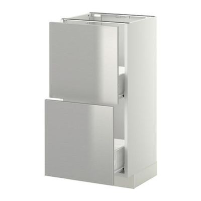 МЕТОД / ФОРВАРА Напольный шкаф с 2 ящиками - 40x37 см, Гревста нержавеющ сталь, белый МЕТОД / ФОРВАРА Напольный шкаф с 2 ящиками - 40x37 см, Гревста нержавеющ сталь, белый
