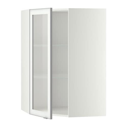 МЕТОД Углов навесн шк с полками/сткл дв - белый, Ютис матовое стекло/алюминий, 68x100 см МЕТОД Углов навесн шк с полками/сткл дв - белый, Ютис матовое стекло/алюминий, 68x100 см