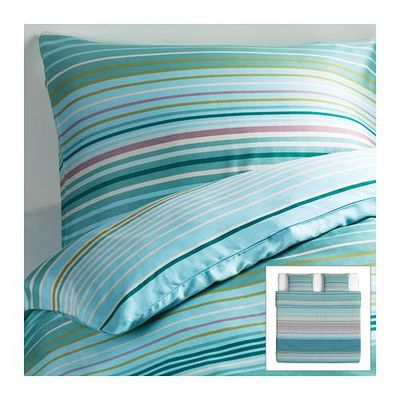ПАЛЬМЛИЛЬЯ Пододеяльник и 2 наволочки - бирюзовый, 240x220/50x70 см ПАЛЬМЛИЛЬЯ Пододеяльник и 2 наволочки - бирюзовый, 240x220/50x70 см