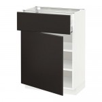 МЕТОД / МАКСИМЕРА Напольный шкаф с ящиком/дверью - белый, Кунгсбакка антрацит, 60x37 см МЕТОД / МАКСИМЕРА Напольный шкаф с ящиком/дверью - белый, Кунгсбакка антрацит, 60x37 см