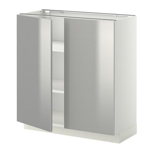 МЕТОД Напол шкаф с полками/2двери - белый, Гревста нержавеющ сталь, 80x37 см МЕТОД Напол шкаф с полками/2двери - белый, Гревста нержавеющ сталь, 80x37 см