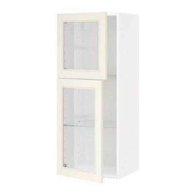 МЕТОД Навесной шкаф с полками/2 стекл дв - белый, Хитарп белый с оттенком МЕТОД Навесной шкаф с полками/2 стекл дв - белый, Хитарп белый с оттенком