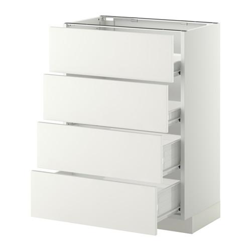 МЕТОД / ФОРВАРА Напольн шкаф 4 фронт панели/4 ящика - белый, Хэггеби белый, 60x37 см