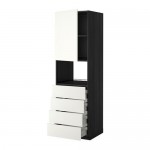 МЕТОД / МАКСИМЕРА Высок шкаф д/духовки/дверца/4ящика - под дерево черный, Хэггеби белый, 60x60x200 см