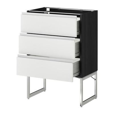 МЕТОД / ФОРВАРА Нплн шк 3 фрнт/3 средн ящика - 60x37x60 см, Нодста белый/алюминий, под дерево черный МЕТОД / ФОРВАРА Нплн шк 3 фрнт/3 средн ящика - 60x37x60 см, Нодста белый/алюминий, под дерево черный