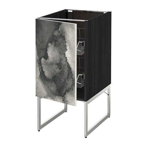 МЕТОД Напольный шкаф с проволочн ящиками - под дерево черный, Кальвиа с печатным рисунком, 40x60x60 см МЕТОД Напольный шкаф с проволочн ящиками - под дерево черный, Кальвиа с печатным рисунком, 40x60x60 см