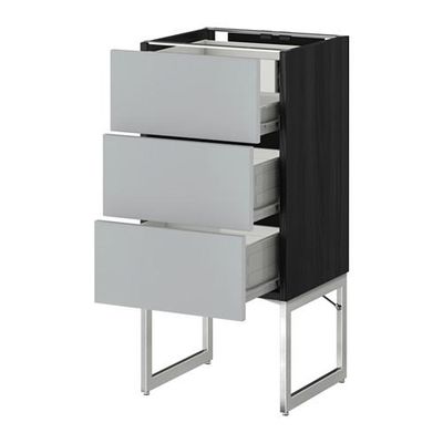 МЕТОД / ФОРВАРА Напольн шкаф 3фронт пнл/2низ/2ср ящ - 40x37x60 см, Веддинге серый, под дерево черный МЕТОД / ФОРВАРА Напольн шкаф 3фронт пнл/2низ/2ср ящ - 40x37x60 см, Веддинге серый, под дерево черный