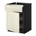 МЕТОД / ФОРВАРА Напольн шкаф с пров корз/ящ/дверью - 60x60 см, Будбин белый с оттенком, под дерево черный