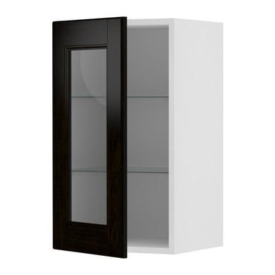 ФАКТУМ Навесной шкаф со стеклянной дверью - Рамшё черно-коричневый, 40x70 см