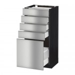 МЕТОД / МАКСИМЕРА Напольный шкаф с 5 ящиками - под дерево черный, Гревста нержавеющ сталь, 40x37 см МЕТОД / МАКСИМЕРА Напольный шкаф с 5 ящиками - под дерево черный, Гревста нержавеющ сталь, 40x37 см