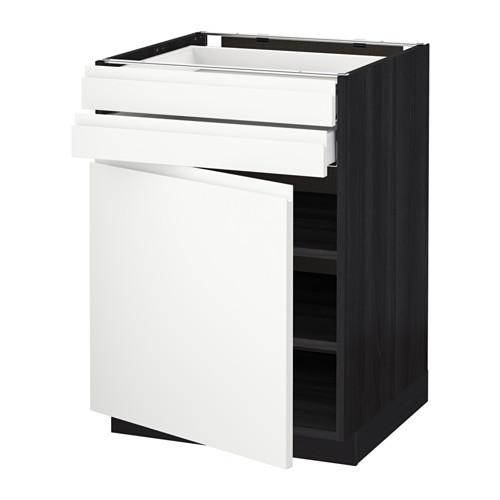 МЕТОД / МАКСИМЕРА Напольный шкаф с дверцей/2 ящиками - под дерево черный, Воксторп белый, 60x60 см МЕТОД / МАКСИМЕРА Напольный шкаф с дверцей/2 ящиками - под дерево черный, Воксторп белый, 60x60 см