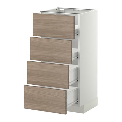 МЕТОД / ФОРВАРА Напольн шкаф 4 фронт панели/4 ящика - белый, Брокхульт под грецкий орех светло-серый, 40x37 см МЕТОД / ФОРВАРА Напольн шкаф 4 фронт панели/4 ящика - белый, Брокхульт под грецкий орех светло-серый, 40x37 см