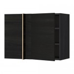 МЕТОД Угловой навесной шкаф с полками - белый, Тингсрид под дерево черный, 88x37x60 см