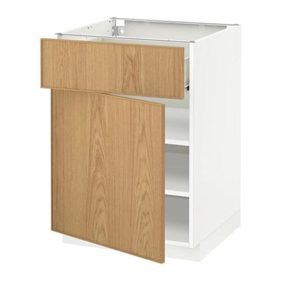 МЕТОД / ФОРВАРА Напольный шкаф с ящиком/дверью - 60x60 см, Экестад дуб, белый МЕТОД / ФОРВАРА Напольный шкаф с ящиком/дверью - 60x60 см, Экестад дуб, белый