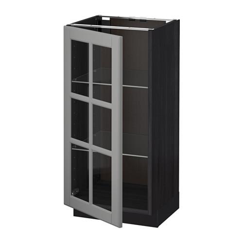 METOD напольный шкаф со стекл дверцей черный/Будбин серый 40x37x80 см