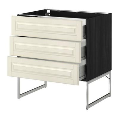 МЕТОД / ФОРВАРА Нплн шк 3 фрнт/3 средн ящика - 80x60x60 см, Будбин белый с оттенком, под дерево черный МЕТОД / ФОРВАРА Нплн шк 3 фрнт/3 средн ящика - 80x60x60 см, Будбин белый с оттенком, под дерево черный