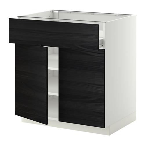 МЕТОД / ФОРВАРА Напол шкаф/полки/ящик/2двери - белый, Тингсрид под дерево черный