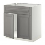 МЕТОД Напольн шкаф п-мойку 2 двр/фрн пнл - белый, Будбин серый МЕТОД Напольн шкаф п-мойку 2 двр/фрн пнл - белый, Будбин серый