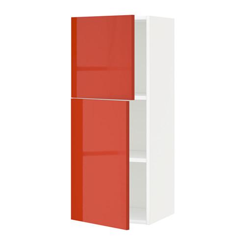 МЕТОД Навесной шкаф с полками/2дверцы - белый, Ерста глянцевый оранжевый, 40x100 см МЕТОД Навесной шкаф с полками/2дверцы - белый, Ерста глянцевый оранжевый, 40x100 см
