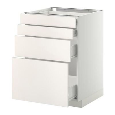 МЕТОД / ФОРВАРА Напольн шкаф 4 фронт панели/4 ящика - 60x60 см, Веддинге белый, белый
