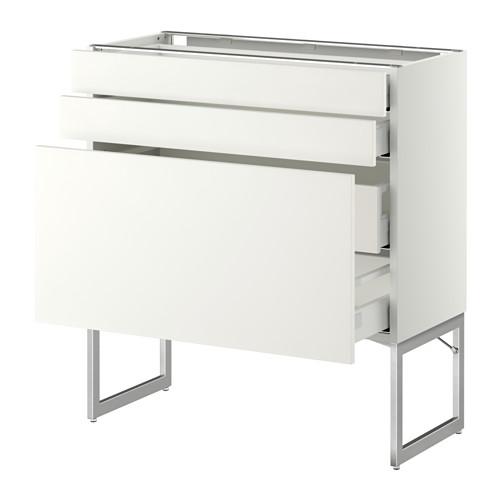 МЕТОД / МАКСИМЕРА Напольн шкаф 3фронт пнл/2низ/2ср ящ - белый, Хэггеби белый, 80x37x60 см