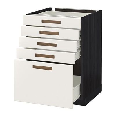 МЕТОД / ФОРВАРА Напольный шкаф с 5 ящиками - 60x60 см, Мэрста белый, под дерево черный МЕТОД / ФОРВАРА Напольный шкаф с 5 ящиками - 60x60 см, Мэрста белый, под дерево черный