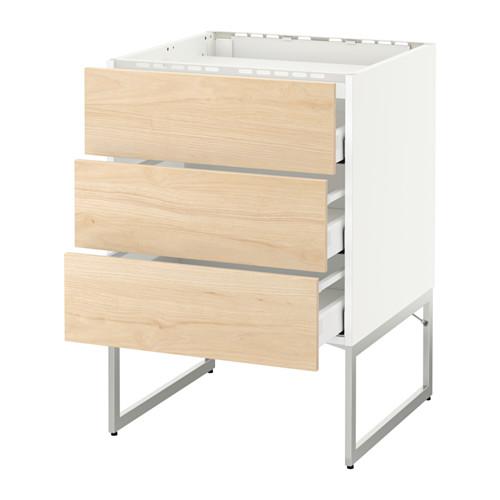 МЕТОД / МАКСИМЕРА Напольн шкаф/3фронт пнл/3ящика - белый, Аскерсунд под светлый ясень, 60x60x60 см МЕТОД / МАКСИМЕРА Напольн шкаф/3фронт пнл/3ящика - белый, Аскерсунд под светлый ясень, 60x60x60 см