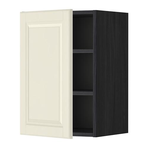 METOD шкаф навесной с полкой черный/Будбин белый с оттенком 40x60 см