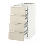 МЕТОД / МАКСИМЕРА Нплн шк 4фрнт/2нзк/3срд ящ - белый, Воксторп глянцевый светло-бежевый, 40x60 см МЕТОД / МАКСИМЕРА Нплн шк 4фрнт/2нзк/3срд ящ - белый, Воксторп глянцевый светло-бежевый, 40x60 см
