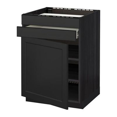 МЕТОД / ФОРВАРА Нап шк д/вар панели/дв/2фасада/1ящ - Лаксарби черно-коричневый, под дерево черный