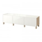 БЕСТО Комбинация для хранения с ящиками - под беленый дуб/Сельсвикен глянцевый/белый, направляющие ящика, плавно закр