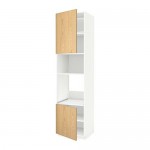 МЕТОД Выс шкаф д/духовки/СВЧ/2 дв/полки - белый, Экестад дуб, 60x60x240 см