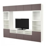 БЕСТО Шкаф для ТВ, комбин/стеклян дверцы - белый/Вальвикен темно-коричневый, прозрачное стекло, направляющие ящика,нажимные БЕСТО Шкаф для ТВ, комбин/стеклян дверцы - белый/Вальвикен темно-коричневый, прозрачное стекло, направляющие ящика,нажимные