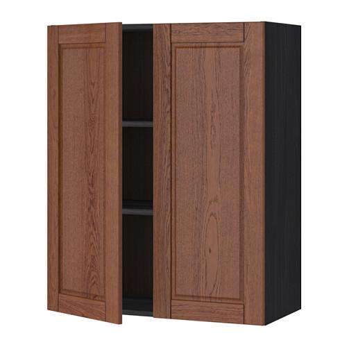 МЕТОД Навесной шкаф с полками/2дверцы - под дерево черный, Филипстад коричневый, 80x100 см