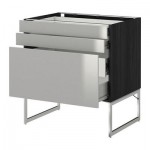 МЕТОД / ФОРВАРА Напольн шкаф 3фронт пнл/2низ/2ср ящ - 80x60x60 см, Гревста нержавеющ сталь, под дерево черный МЕТОД / ФОРВАРА Напольн шкаф 3фронт пнл/2низ/2ср ящ - 80x60x60 см, Гревста нержавеющ сталь, под дерево черный